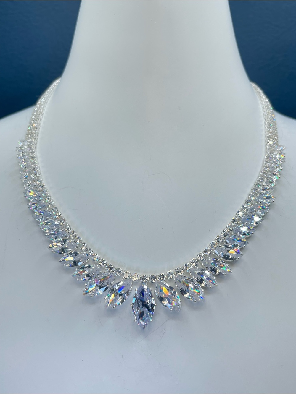 Swarovski Crystal Elements White Swarovski Crystal Tennis Necklace Bridal Prom